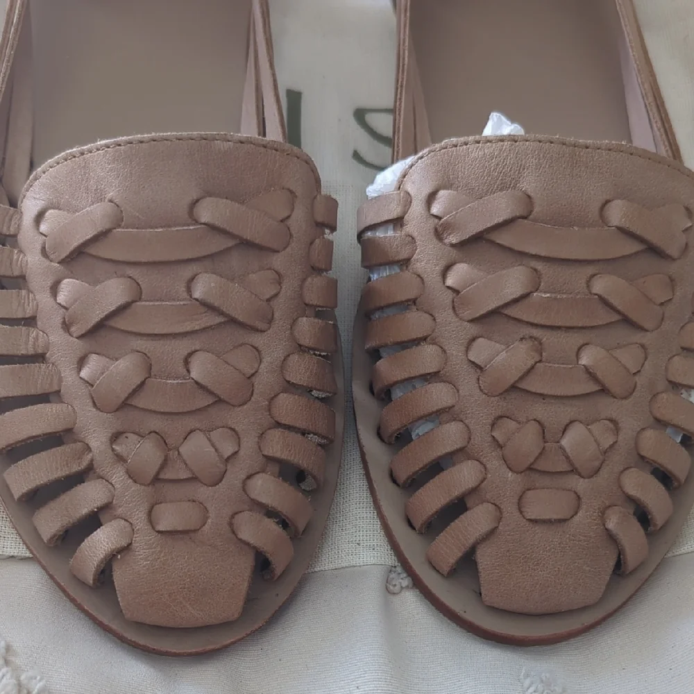 Nisolo Tan Woven Leather Flats